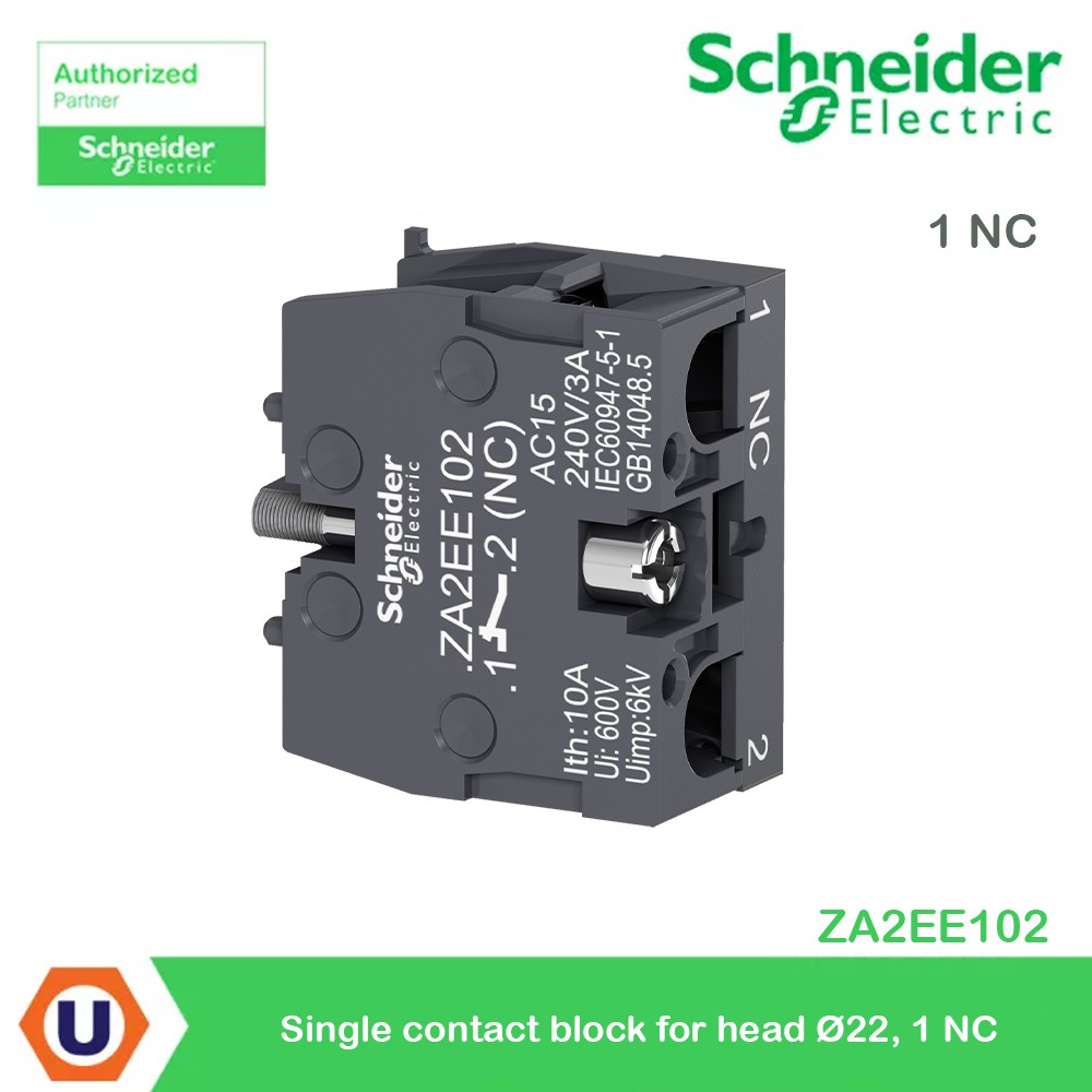 Schneider Electric Single contact block for head Ø22 - 1 NC รุ่น ZA2EE102 - ชไนเดอร์ สั่งซื้อได้ที่ร