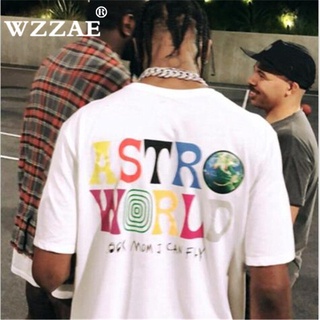 T-shirt  ใหม่ เสื้อยืด พิมพ์ลายตัวอักษร Travis Scotts Astroworld สไตล์ฮาราจูกุS-5XL