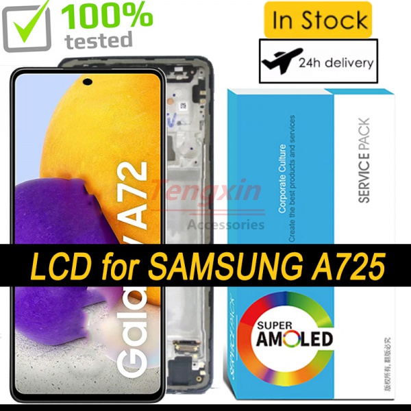 ของแท้100% 6.7'' จอแสดงผล Super AMOLED สําหรับ Samsung Galaxy A72 A725 A725F/DS ชุดดิจิไทเซอร์หน้าจอ