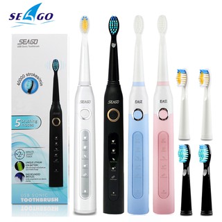 Seago SG-507 แปรงสีฟันไฟฟ้าโซนิค ตั้งเวลาได้ ชาร์จ USB พร้อมหัวแปรง แบบเปลี่ยน 3 ชิ้น