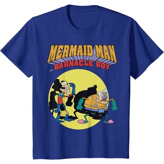 เสื้อยืดแขนสั้น คอกลม ผ้าฝ้าย พิมพ์ลาย Nickelodeon Spongebob Mermaid แฟชั่นฤดูร้อน สําหรับผู้ชาย