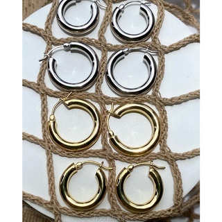 [all silver 925] hoo.stores Classy Bold Circle Hoop (Rhodium/ 18k Gold plated) ต่างหูห่วงเงินแท้ s925 ต่างหูห่วงใหญ่