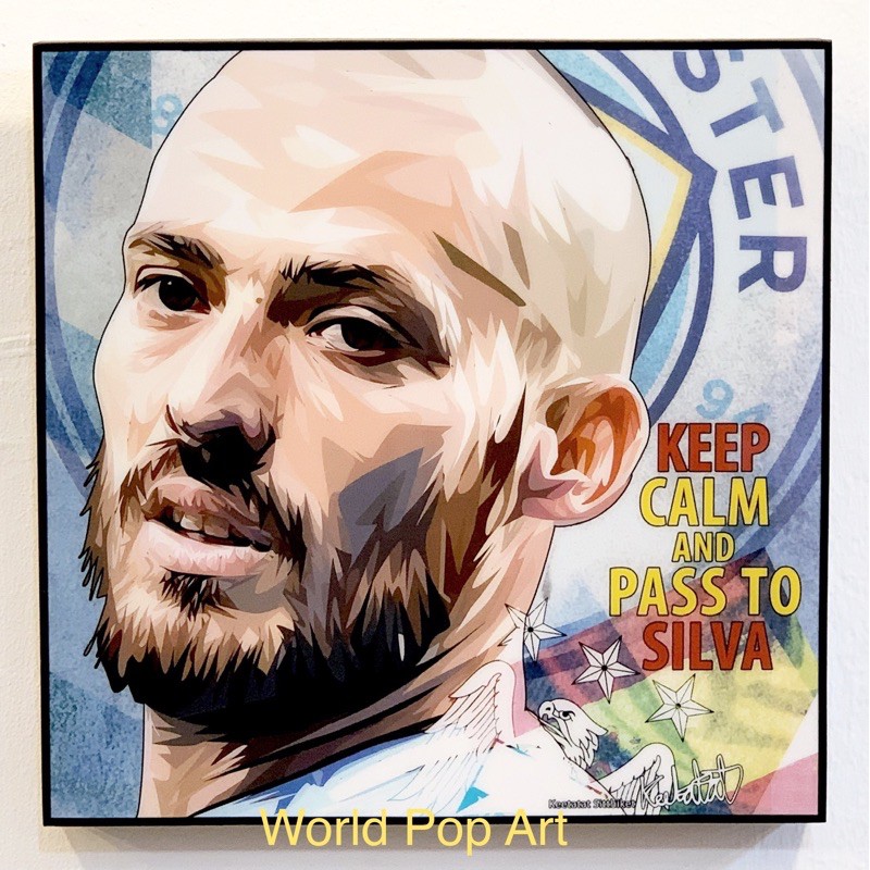 กรอบรูป#David Silva(Manchester city)#Worldpopart#กรอบรูปวิทยาศาสตร์พร้อมแขวนเคลือบเงาไว้อย่างดี#กรอบ