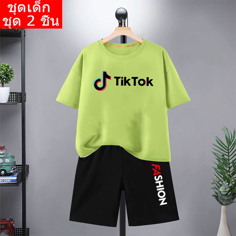 K2121+DD335 ชุดแฟชั่นเด็ก ชุดเซ็ทเด็กขาสั้น  เสื้อยืดเด็ก - รูปที่ 4