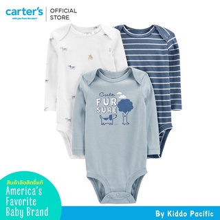 Carters Bodysuit Set 3Pk Blue-White L8 คาร์เตอร์เสื้อผ้าชุดบอดี้สูทแขนยาวเซทแพ็ค 3 ชิ้น