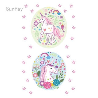 Sunfay สติ๊กเกอร์แทททูติดร่างกายชั่วคราวรูปการ์ตูนยูนิคอร์นกันน้ำ