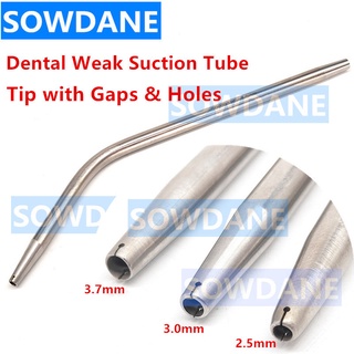 1pc Stainless Steel Accessary Part Suction Aspirator Tube Dental Blow Weak Sucker Tip with Hole Holes Angled Lab Tubes