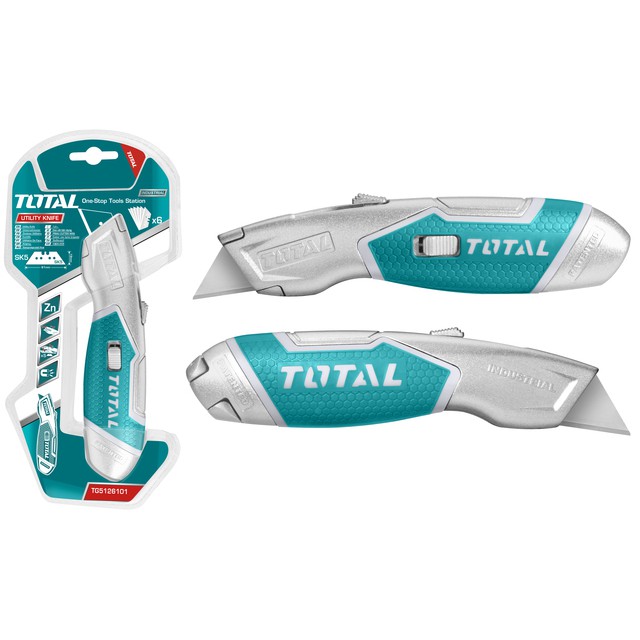 Total มีดคัตเตอร์ อเนกประสงค์ พร้อมใบมีด 6 ใบ รุ่นงานหนัก รุ่น TG5126101 รุ่น THT5136288