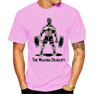 เสื้อยืดลําลอง ผ้าฝ้าย แขนสั้น พิมพ์ลาย The Walking Dead Gym Zombie Dead Lift เหมาะกับวันฮาโลวีน สําหรับผู้ชาย และผู้หญิ