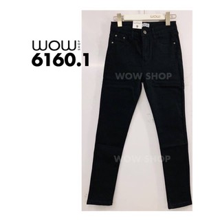 กางเกงยีนส์ป้ายwow งานเข้าใหม่ สีดำ รหัส6160.1