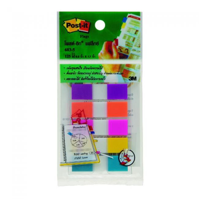 ๑◈✙โพสต์-อิท® แฟล็กซ์ 683-5CFB 1/2"x1.7"  25 Sheets, 5 Colors