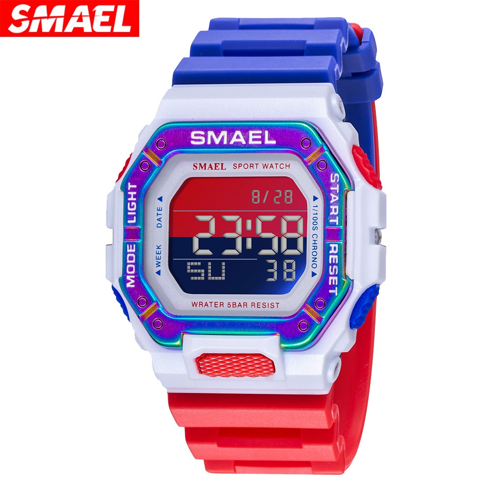 Smael แฟชั่นผู้ชาย Multi-functional Digital Sport Watch นาฬิกาโครโนกราฟทหาร LED WristWatch