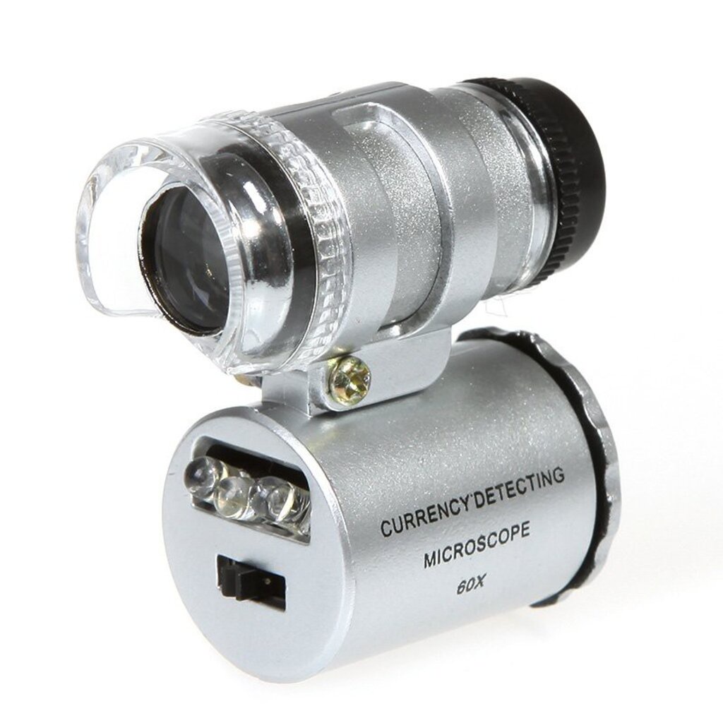 กล้องจุลทรรศน์จิ๋ว กล้องส่องพระกำลังขยายถึง 60 เท่า พร้อมไฟแอลอีดี LED