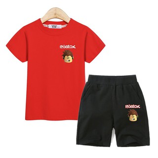 Roblox boys clothes kids 2pcs set เสื้อยืดเด็ก + กางเกงขาสั้นพิมพ์