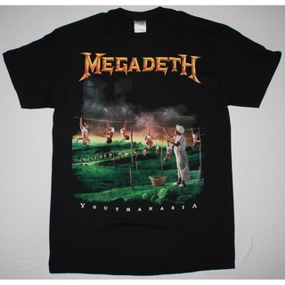 เสื้อยืดลำลองราคาต่ำสุด!! เสื้อยืด ผ้าฝ้าย พิมพ์ลาย MEGADETH ANASIA DAVE MUSNE HEAVY METAL METALLICA สีดํา สําหรับผู้ชาย