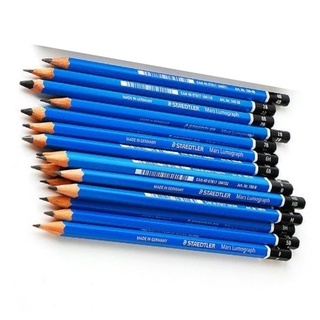 STAEDTLER Lumograph ดินสอเขียนแบบ2B,4B,6B,9B,10B,11B,12B,EE ด้ามสีฟ้ากล่อง 12 แท่ง