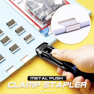 เทศกาลสงกรานต์ Clip Push Stapler Fixed Clips Stapler Binding Clip Reusable Portable Push Clamp Not Damage Paper For Document Paper