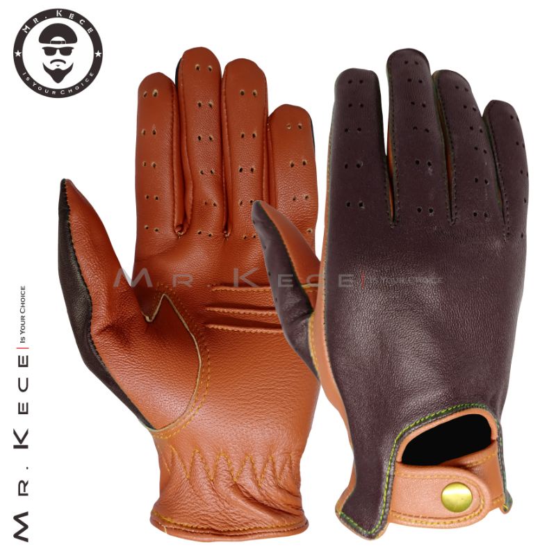 ถุงมือมอเตอร์ไซค์หนัง - ถุงมือหนัง - ถุงมือหนังแท้ - Shene (สีน้ําตาลเข้ม & สีเขียว สีน้ําตาล)