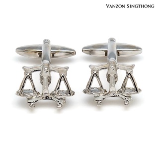 (เก็บโค้ดส่วนลดหน้าร้านลด50฿) Vanzon Singthong คัฟลิ้งค์ Scale Rhodium Cufflinks CL50007