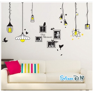 Transparent wall sticker สติ๊กเกอร์ติดผนังกรอบรูป โคมไฟ Our memory (กว้าง170cm.xสูง110cm.)