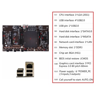 R* เมนบอร์ดเมนบอร์ด X79-H61 5PCIE LGA 2011 DDR3 60 มม. สําหรับเหมือง BTC