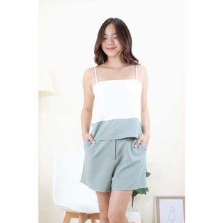 ML012 Lady Set White Two Tone Shorts ชุดเซทขาสั้น