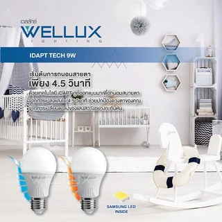 [Clearance]WELLUX หลอดไฟนวัตกรรมถนอมสายตา ชิปซัมซุง 9W แสงขาว แสงวอร์ม LED Bulb Idapt Tech ขั้วE27