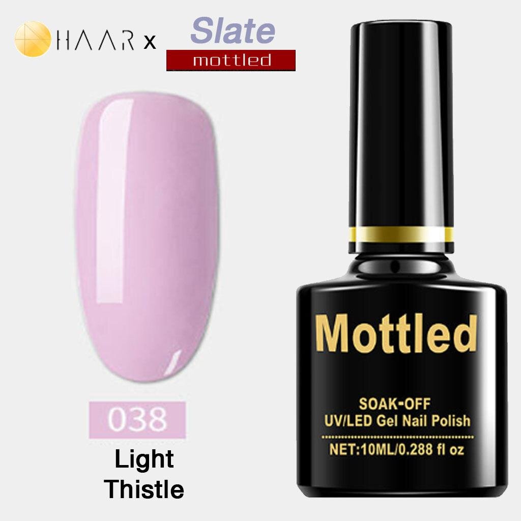 ยาทาเล็บ เจล Gel Nail Polish HAAR x Mottled Slate Tone โทน สเลท สี ชมพู ม่วง อ่อน ดอกไม้ ดอกธิสเซิล 