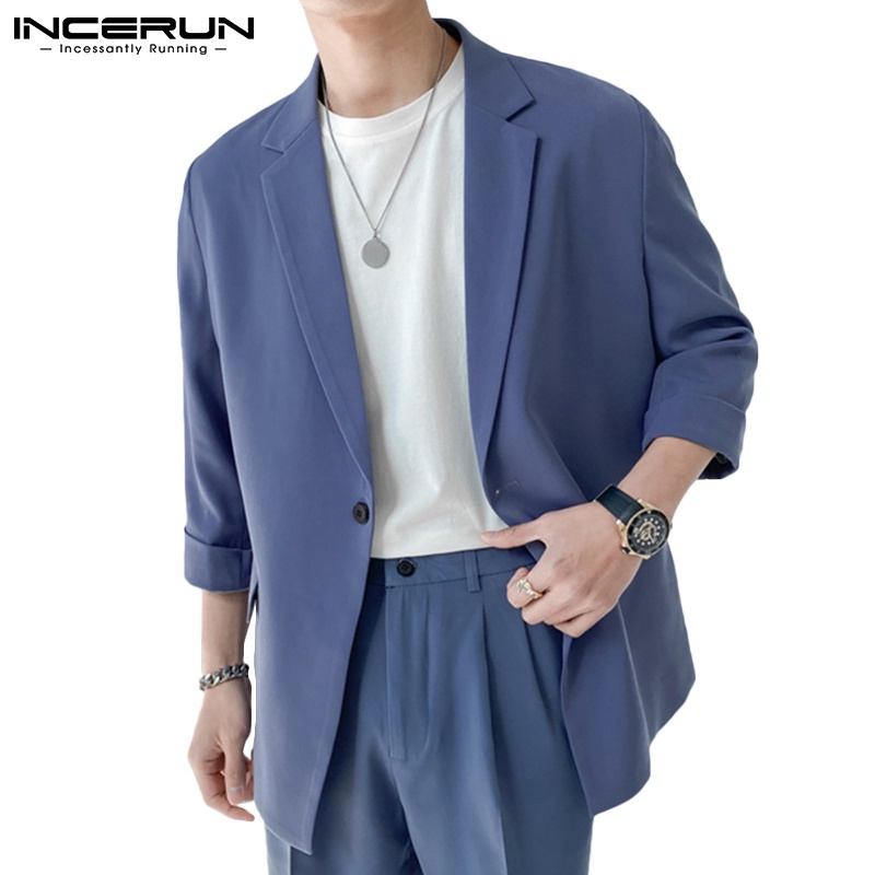 Suit Jackets & Blazers 270 บาท Incerun เสื้อสูทลําลอง แขนยาว ติดกระดุม สไตล์เกาหลี แฟชั่น สําหรับผู้ชาย Men Clothes