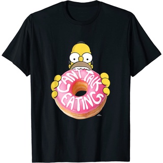 เสื้อยืดผ้าฝ้ายพรีเมี่ยม เสื้อยืด พิมพ์ลาย The Simpsons Homer Cant Talk Eating Donut สําหรับผู้ใหญ่