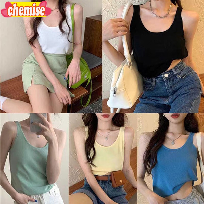 🦋Chemisegrace K275🦋✨พร้อมส่ง✨เสื้อกล้ามแขนกุดผู้หญิง สีพื้น สไตล์เกาหลี