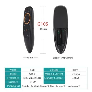 G10S รีโมท Air Mouse (มี Gyro) เมาส์ไร้สาย 2.4G Wireless Air Mouse + Voice Search