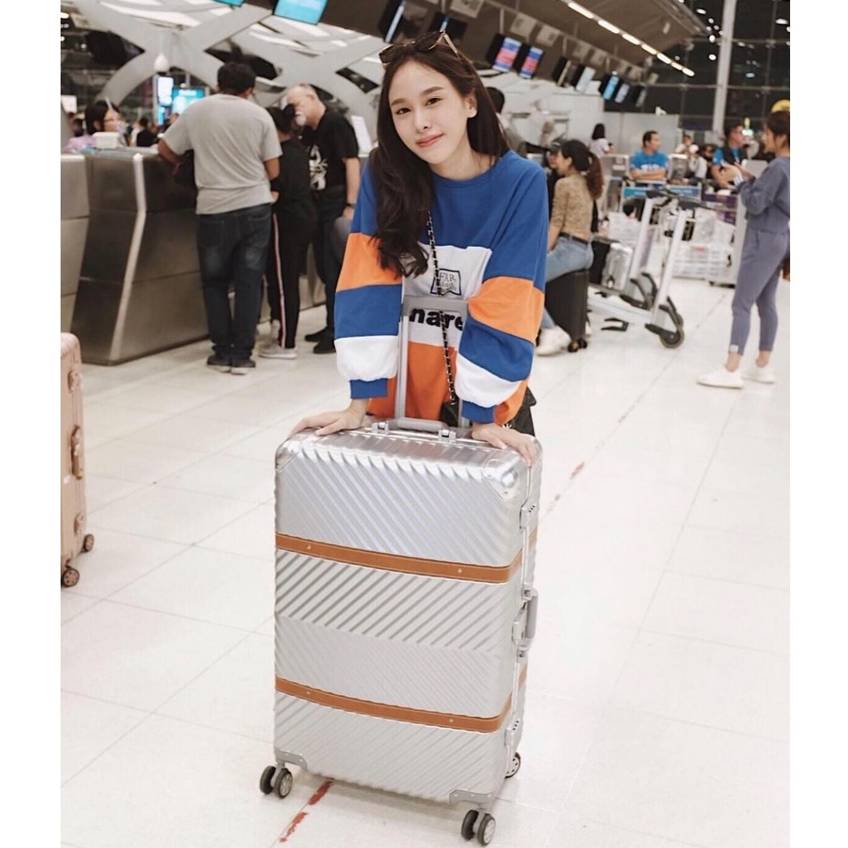 Tpartner แท้(ประกัน3ปี) กระเป๋าเดินทางล้อลาก Western ดีไซน์หนังคาด เฟรมอะลูมิเนียม ล้อคู่หมุนได้