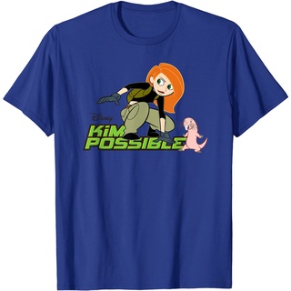 เสื้อยืดผ้าฝ้ายพรีเมี่ยม เสื้อยืด พิมพ์ลายการ์ตูนดิสนีย์ Kim Possible and Rufus