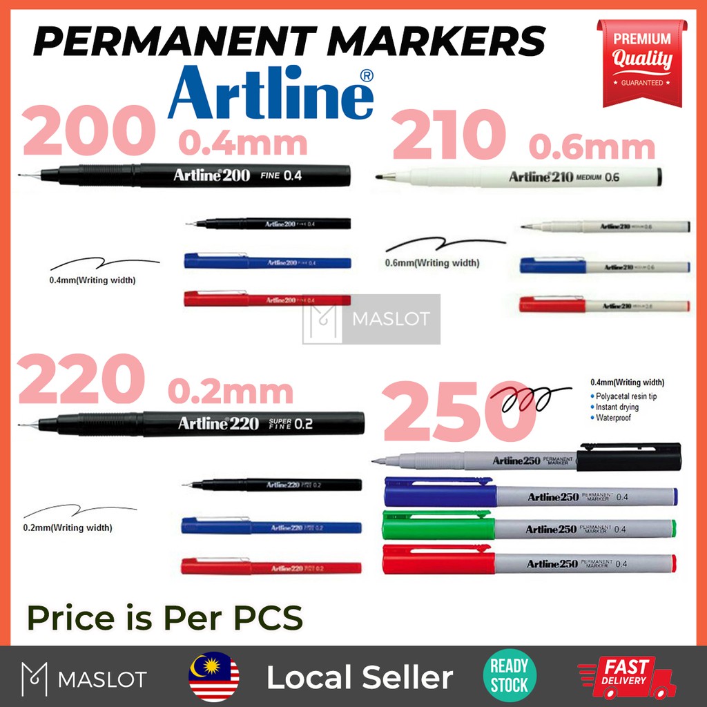 Artline ปากกาเขียน Artline 200 Artline 210/220/250 0.2 0.4 0.6