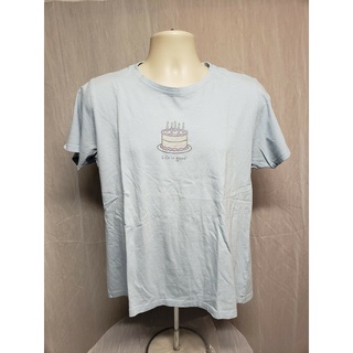 เสื้อยืด พิมพ์ลาย Life Is Good Birthday Cake ขนาดใหญ่ สีฟ้า ขนาด: S-4XL