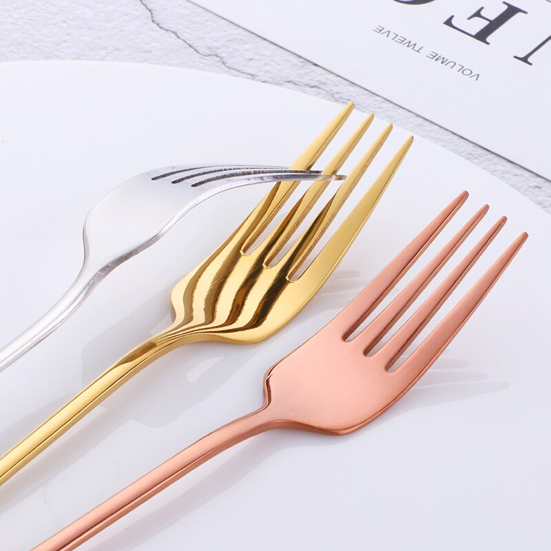 8 Colors Stainless Steel Dinner Fork Set Korea Colourful Dessert Fork ...