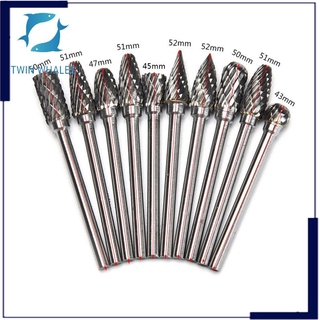 ☆มีสินค้า☆10pcs Dental Lab Polishing Bur Drills Kit เหล็กทังสเตนคาร์ไบด์เบอร์ 2.35 มม