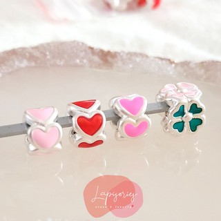 ขาร์มเงินแท้999 โฟมมิ่ง ลายหัวใจ โครเวอร์ ตัวคั่นหิน ตัวตกแต่งกำไล DIY CHARM