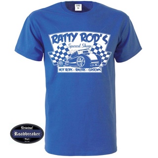 พร้อมส่ง เสื้อยืดแขนสั้น ผ้าฝ้าย 100% พิมพ์ลาย Royal Blue Us Car V8 Old School Hot Rod `50 Motif แฟชั่นฤดูร้อน สําหรับผู