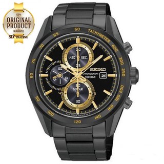 SEIKO Solar ChronographMens Watch นาฬิกาข้อมือผู้ชาย สายสแตนเลสรมดำ รุ่น SSC409P1