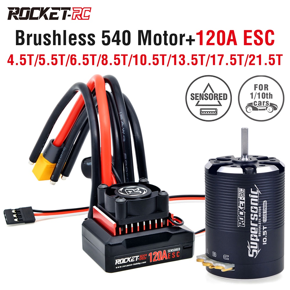 Rocket- มอเตอร์ไร้แปรงถ่าน เซนเซอร์ 540 120A ESC Combo สําหรับรถบักกี้บังคับ 1/10