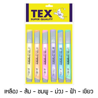 TEX HI-LINER 719 ปากกาเน้นข้อความ สีพาสเทล แพ็ค 6 ด้าม