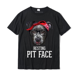 เสื้อยืดผ้าฝ้ายพิมพ์ลายขายดี เสื้อยืดลําลอง ผ้าฝ้าย แขนสั้น พิมพ์ลาย Pitbull Resting Pit Face สไตล์วินเทจ คลาสสิก สําหรั