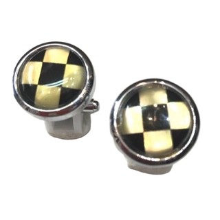 คัฟลิงค์ Cufflink กระดุมข้อมือสีนำ้ตาลอ่อนงานสแตนเลสตรงกลางเป็นเนื้อมุกเกรดส่งออกคุณภาพพรีเมียม