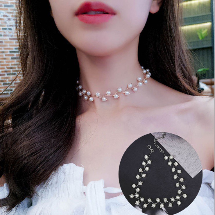 BBY KLAVIKULA CHOKER สร้อยคอโซ่สําหรับผู้หญิงแฟชั่นสไตล์เกาหลี Elegant ZigZag Zig Zag สร้อยคอมุก BB