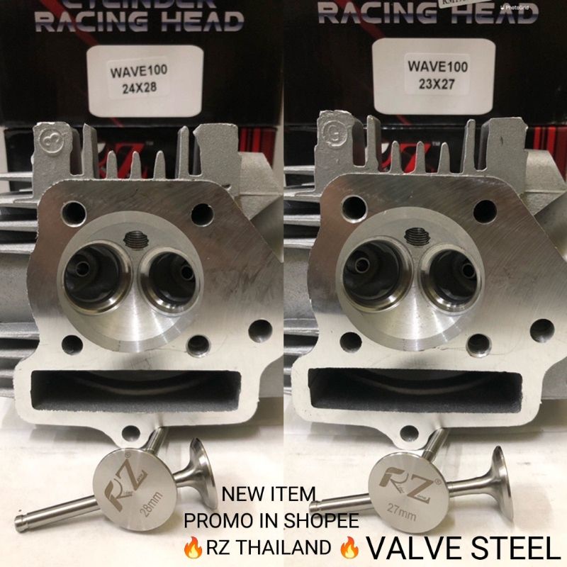 RZ HEAD RACING CYLINDER RACING HEAD WAVE100 EX5 DREAM 24/28 24x28 23/27 23x27 วาล์วเหล็กชุด TAIKOM L