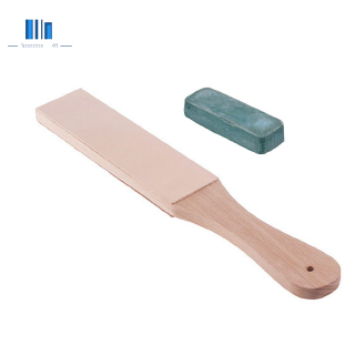 Knife Sharpener Set Wooden Handle Leather Sharpening Strop Handmade Razors Polishing Board And Polishing Wax Leather Paste