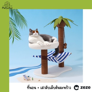 ที่นอนแมวพร้อมเสาลับเล็บต้นมะพร้าว ที่ฝนเล็บแมว เสาลับเล็บแมว 🌴🥥 x Petsister