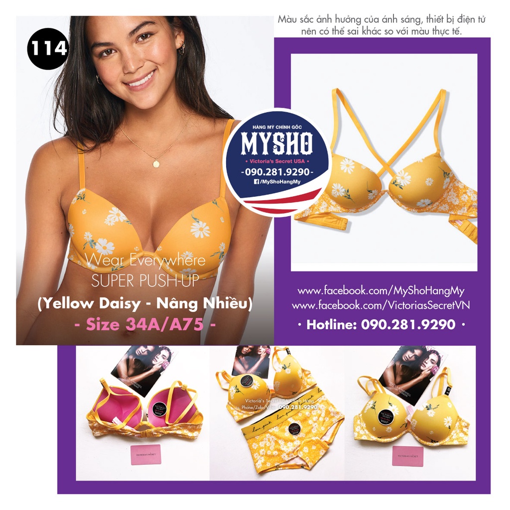 [Size 34A/A75 - 114] Wear Everywhere Super Push-up Bra (Yellow Daisy - High Lift)